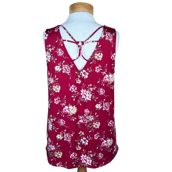 Stitch Fix Women’s Ampton Back Detail Sleeveless Burgundy Floral Knit Top M NWT - Picture 6 of 13